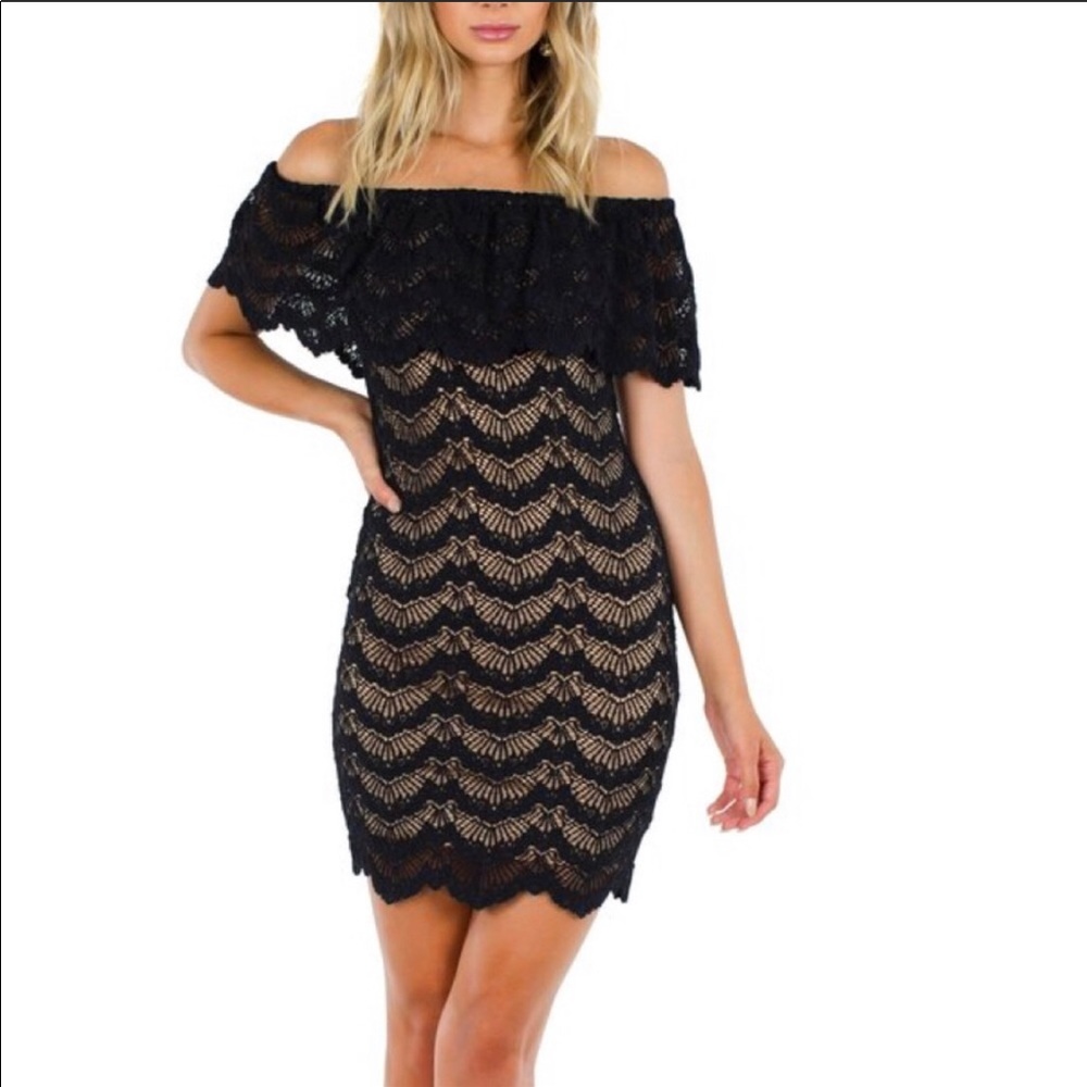 Nightcap Clothing Black Lace Mini Dress